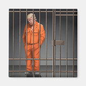 Trump in Jail 2 Inch Square Magnet (Voorkant)