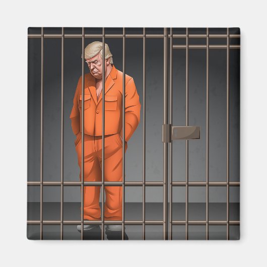 Trump in Jail 2 Inch Square Magnet (Voorkant)
