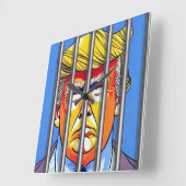 Trump in Jail Acrylic Wall Clock, Square Vierkante Klok (Hoek)