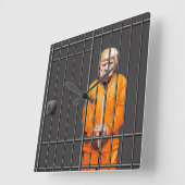 Trump in Jail Acrylic Wall Clock, Square Vierkante Klok (Hoek)