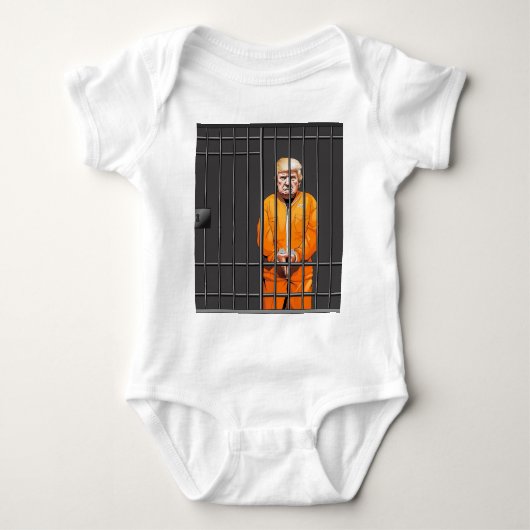 Trump in Jail Baby Jersey Bodysuit (Voorkant)