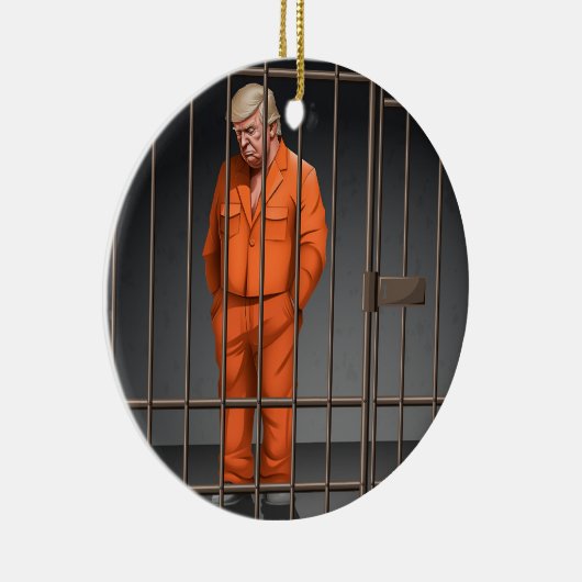 Trump in Jail Ceramic Circle Ornament (Rechts)