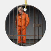 Trump in Jail Ceramic Circle Ornament (Voorkant)