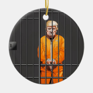 Trump in Jail Ceramic Circle Ornament