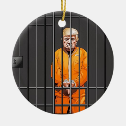 Trump in Jail Ceramic Circle Ornament (Voorkant)