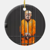 Trump in Jail Ceramic Circle Ornament (Achterkant)