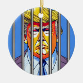 Trump in Jail Ceramic Circle Ornament (Voorkant)