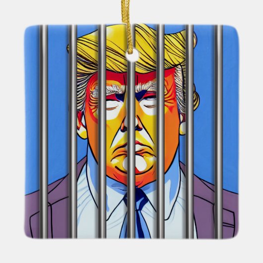 Trump in Jail Ceramic Square Ornament (Voorkant)