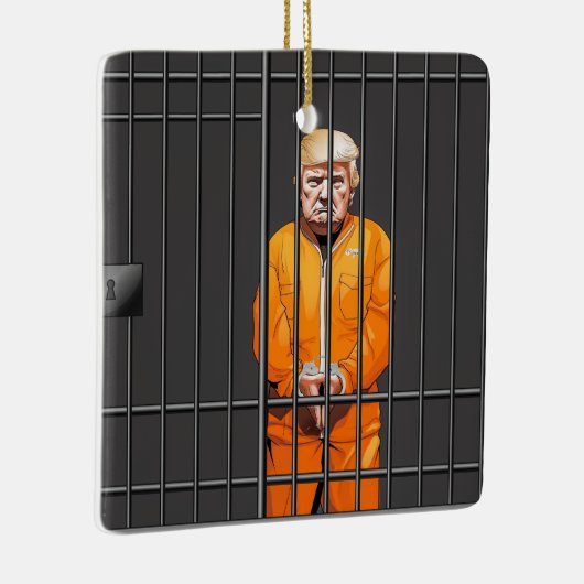 Trump in Jail Ceramic Square Ornament (Rechts)