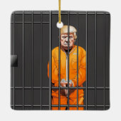 Trump in Jail Ceramic Square Ornament (Achterkant)
