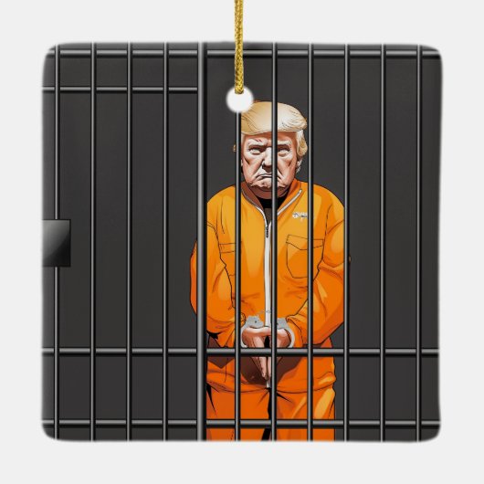 Trump in Jail Ceramic Square Ornament (Achterkant)