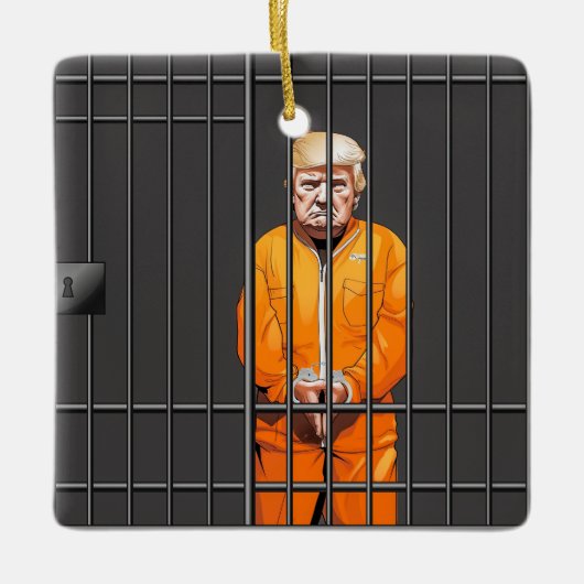 Trump in Jail Ceramic Square Ornament (Voorkant)