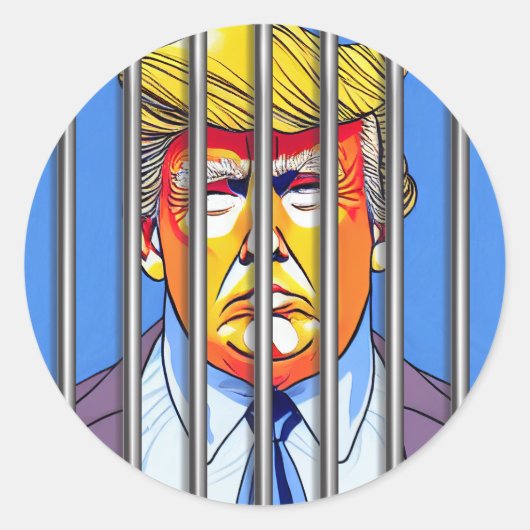 Trump in Jail Classic Round Sticker (Voorkant)