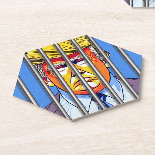 Trump in Jail Custom Hexagon Onderzetters (Schuin)