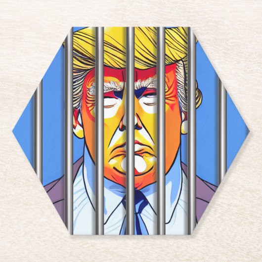 Trump in Jail Custom Hexagon Onderzetters (Voorkant)