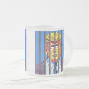 Trump in Jail Frosted Glass Mok, 10 oz Matglas Koffiemok