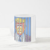Trump in Jail Frosted Glass Mok, 10 oz Matglas Koffiemok (Voorkant links)