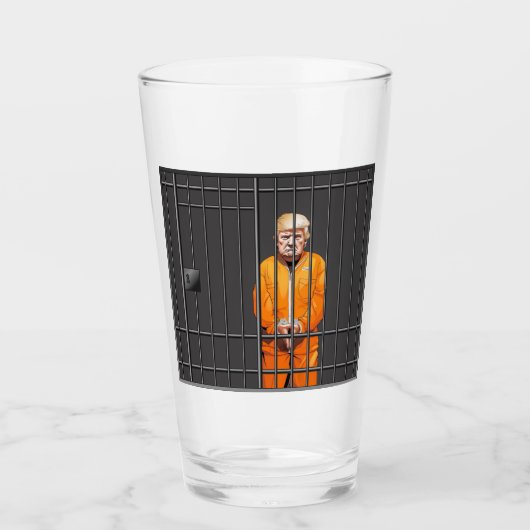 Trump in Jail Glass Tumbler (Voorkant)