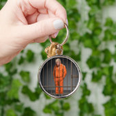 Trump in Jail Round Sleutelhanger (Hand)