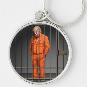Trump in Jail Round Sleutelhanger