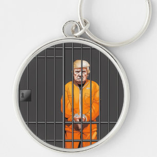 Trump in Jail Round Sleutelhanger