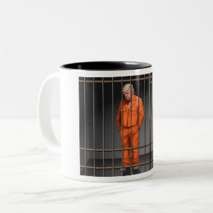 Trump in Jail Two-Tone Mok, 11 oz Tweekleurige Koffiemok