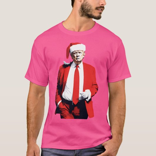 Trump in rode suite als kerstman t-shirt (Voorkant)