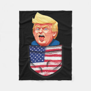 Trump in zak Amerikaanse vlag Grappige Trump 2024 Fleece Deken