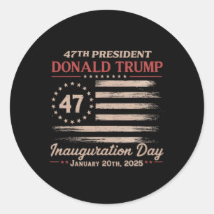 Trump Inauguratie Dag 2025 Crewneck Trui Mannen W Ronde Sticker