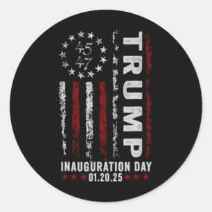 Trump Inauguratie Dag 2025 Memorabilia Vlag V Ronde Sticker