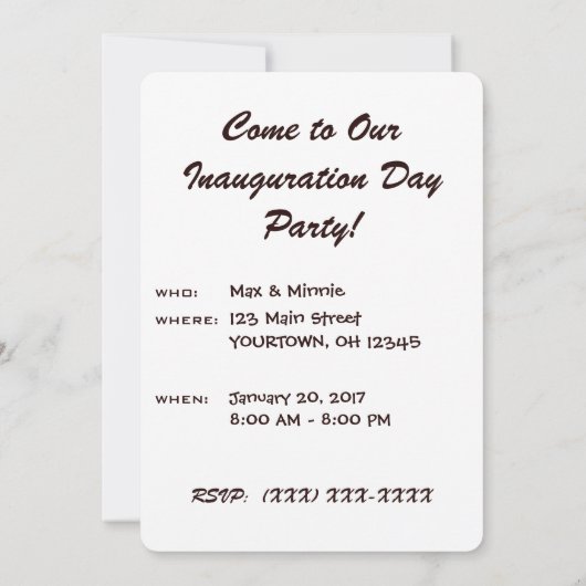 Trump Inauguration 2017 Custom Kaart (Achterkant)