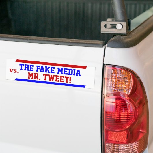 Trump is de heer Tweet vs. Fake Media Bumpersticke Bumpersticker (Op Truck)