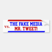 Trump is de heer Tweet vs. Fake Media Bumpersticke Bumpersticker (Voorkant)
