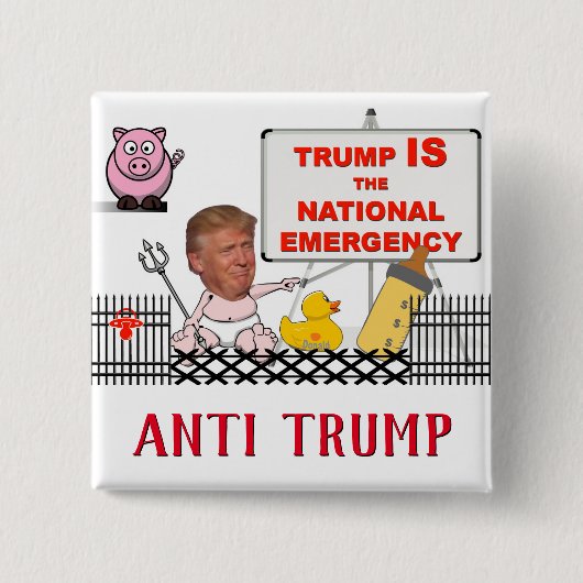 Trump is de nationale noodtoestand/antitrump, vierkante button 5,1 cm (Voorkant)