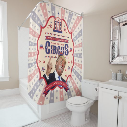 Trump is een clown -  Circus Poster Douchegordijn (In situ)