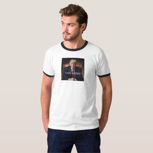 Trump is een oplichter t-shirt (Voorkant volledig)
