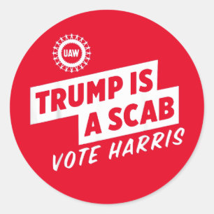 Trump is een Scab Vote Harris 2024-President Ronde Sticker
