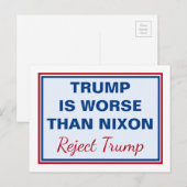 Trump is erger dan Nixon Trump afwijzen Briefkaart (Voorkant / Achterkant)