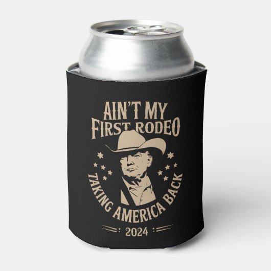 Trump is niet mijn eerste Amerikaanse rodeo cowboy Blikjeskoeler (Blikje Voorkant)
