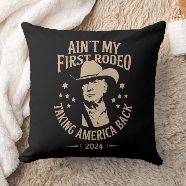 Trump is niet mijn eerste Amerikaanse rodeo cowboy Kussen (Deken)