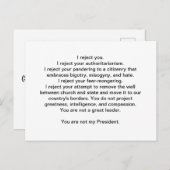 Trump is niet mijn President Briefkaart (Voorkant / Achterkant)