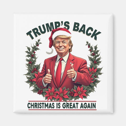Trump is terug Kerstmis is weer geweldig Sinterkla Magneet (Voorkant)