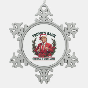 Trump is terug Kerstmis is weer geweldig Sinterkla Tin Sneeuwvlok Ornament