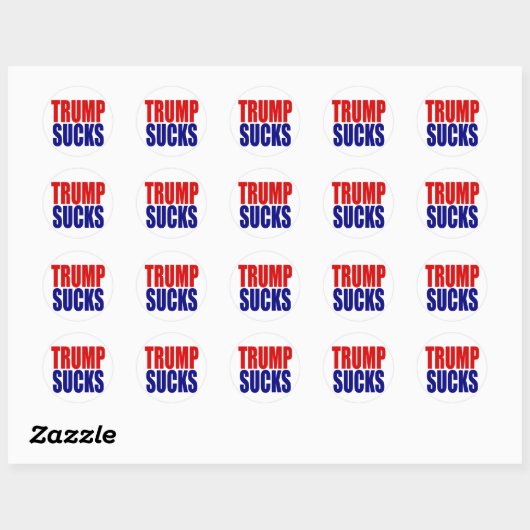 "TRUMP IS WAARDELOOS" RONDE STICKER (Vel)