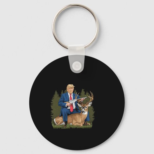 Trump jaagt op herten Grappig Bier Drink Bier Sleutelhanger (Voorkant)