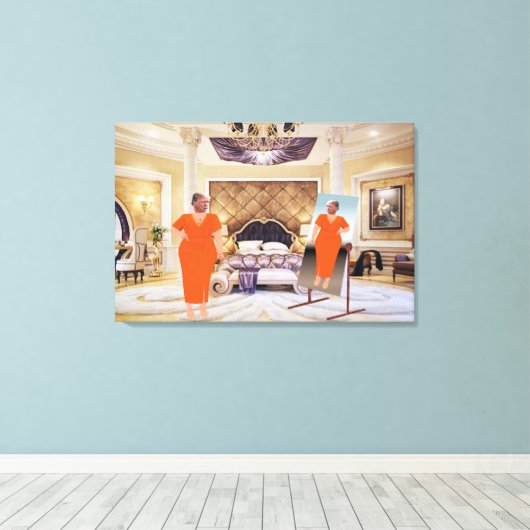 Trump jurken om canvas kunst in te leveren (Insitu (Houten vloer))