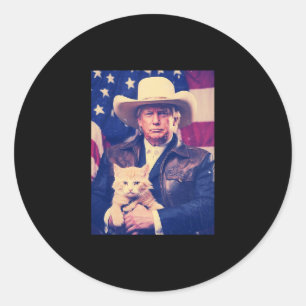 Trump Kat T-shirt Grappige Cowboy Donald Trump Ame Ronde Sticker
