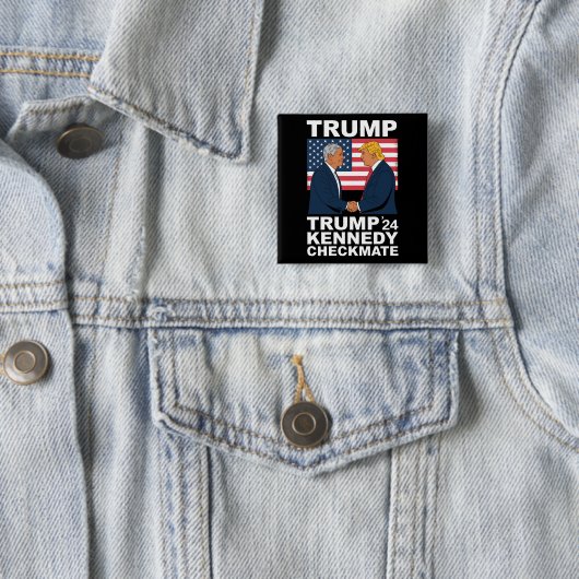 Trump Kennedy Checkmate 2024 - Trump Kennedy Vierkante Button 5,1 Cm (In situ)