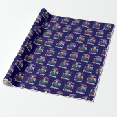 Trump Kerst Blauw Cadeaupapier (Uitgerold)
