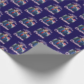 Trump Kerst Blauw Cadeaupapier (Hoek)